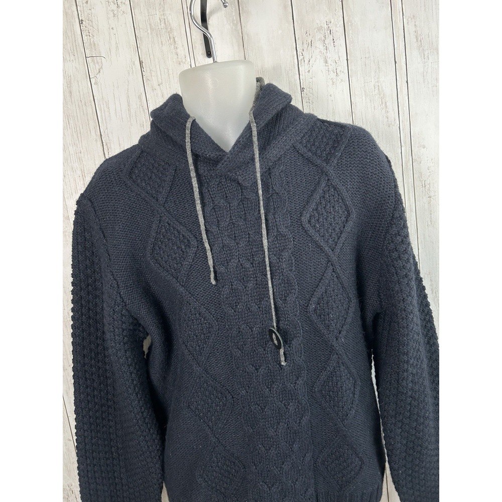 New 7Diamonds Sweater Mens Large Henley Pullover Detachable Hood Casual Outdoors